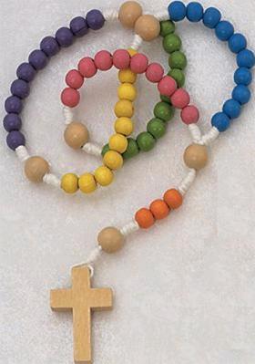 rosary wooden beads childrens multi colored children rosaries beaded catholicfamilycatalog tell someone