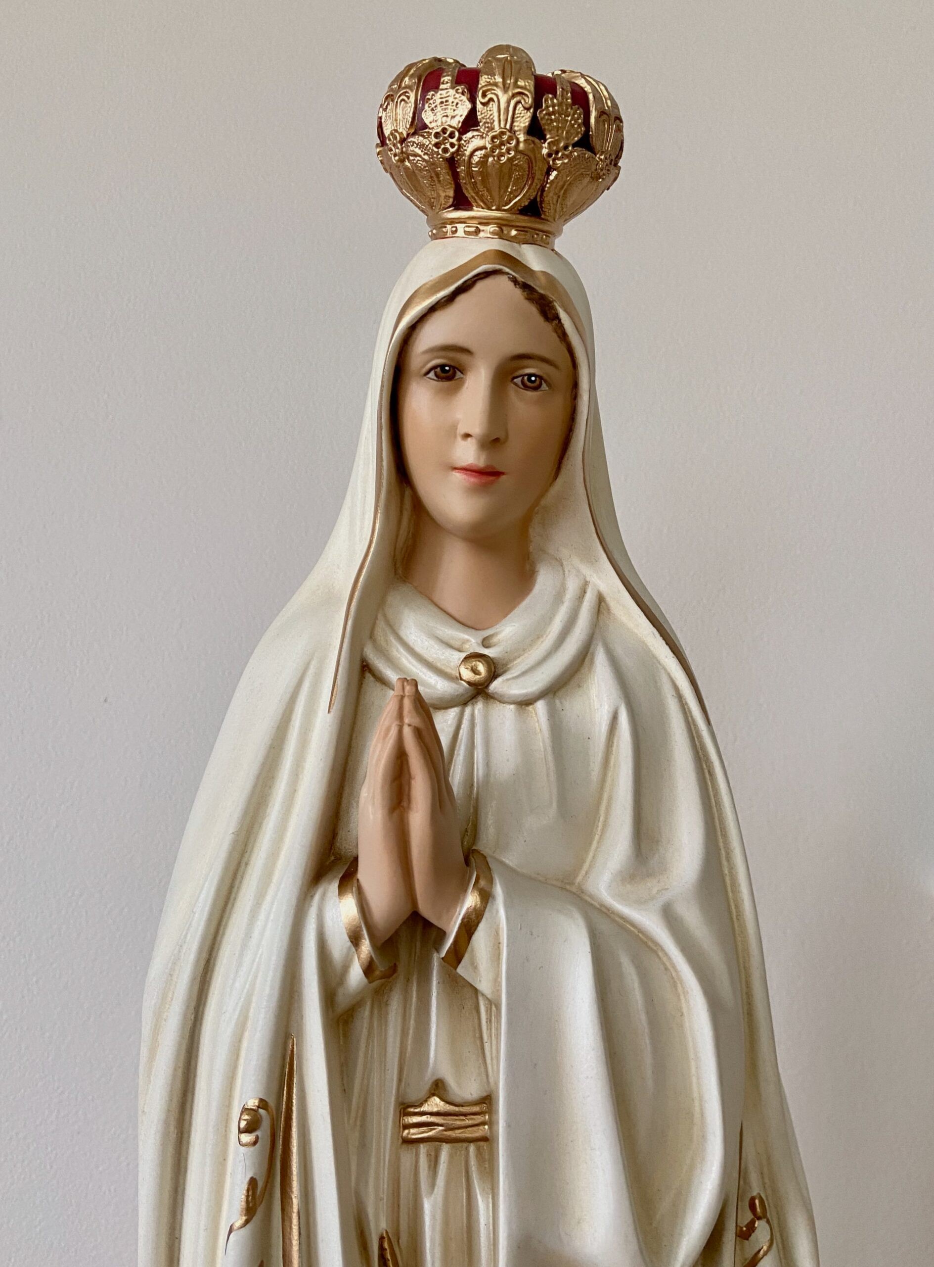 Our Lady of Fatima Church Statue With Crown - 33 Inch - Hand-painted ...