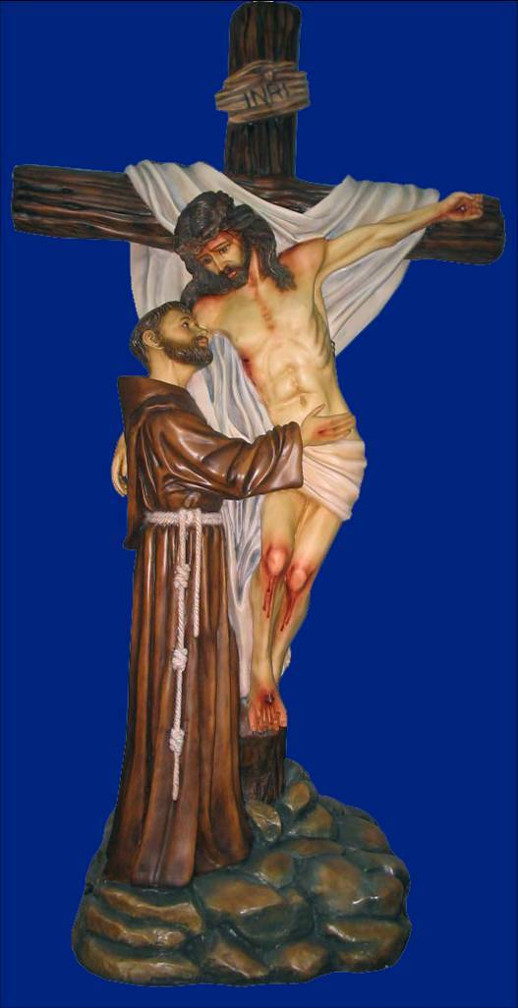 Crucifixion of Jesus with St. Francis Church Statue - 55 Inch - Hand ...