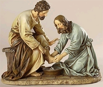 Jesus Washing Disciples Feet Statue 6 5 Inch Made Of Stone Resin   45615 