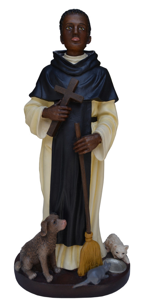 St. Martin De Porres Statue - 11 Inch - Hand-painted Polymer Resin ...