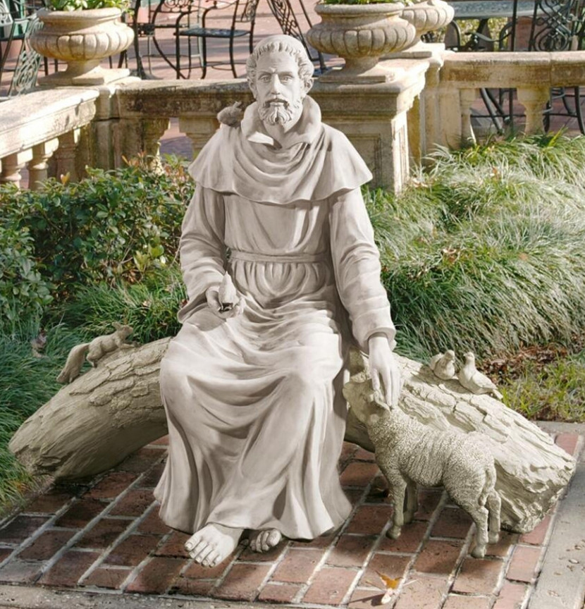 St. Francis Sitting With The Animals Outdoor Garden Church Statue - 42 ...