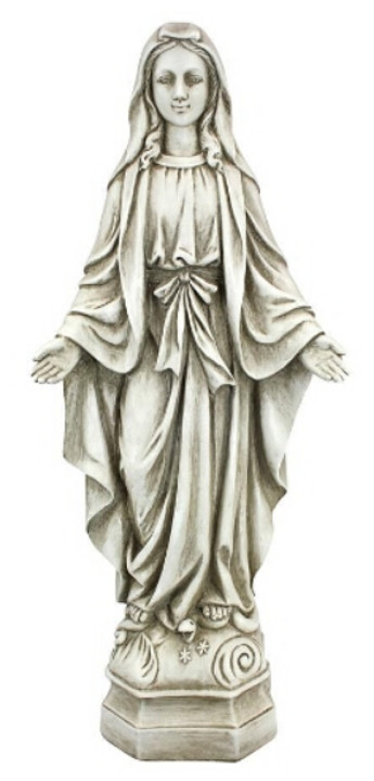 Our Lady of Grace Outdoor Garden Statue - 19.5 Inch - Antique Stone ...