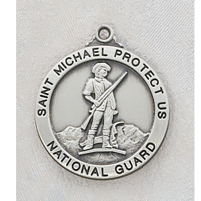 National Guard Medal - Sterling Silver Military Medal With St Michael The Archangel - 7/8 Inch ...