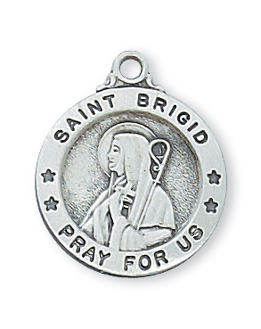 Sterling Silver St. Brigid Medal Necklace With 18 Inch Rhodium Plated ...