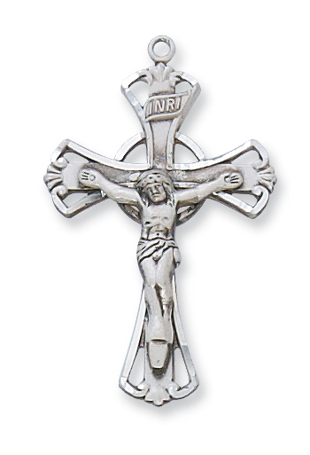 Sterling Silver Crucifix Necklace With 18 Inch Rhodium Plated Brass ...