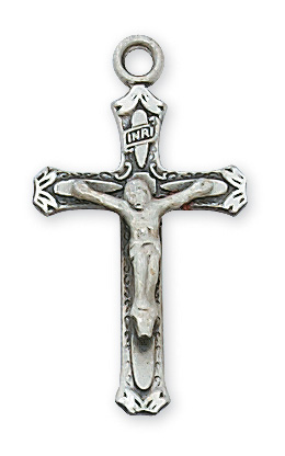 Sterling Silver Crucifix Necklace With 18 Inch Rhodium Plated Brass ...