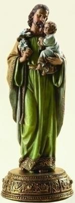 St. Joseph & Child Jesus Statue - 10.25 Inch - With Drawer & Scroll