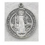 St. Benedict Medal - Sterling Silver - 3/4 Inch with 24 Inch Chain